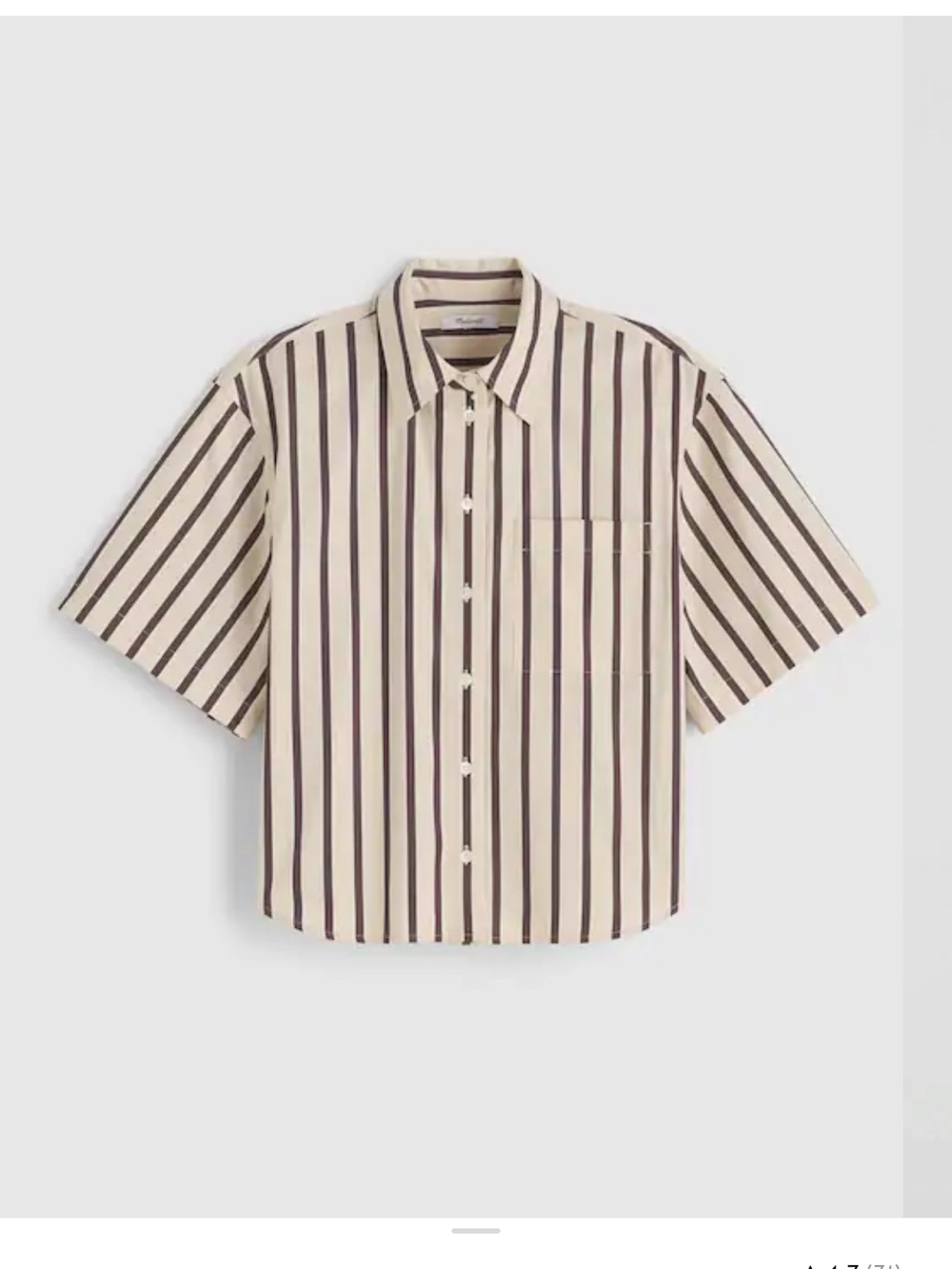 Madewell Short-Sleeve Vertical Stripe Button-Down in Cream and Brown